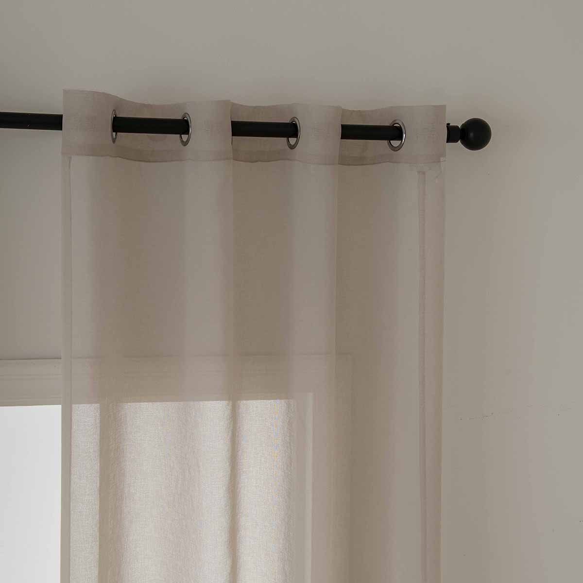 8448-s5 Beauty Home Κουρτίνα γάζα μονόχρωμη με 8 μεταλλικούς κρίκους Sharp Art 8448 140x270 Άμμου