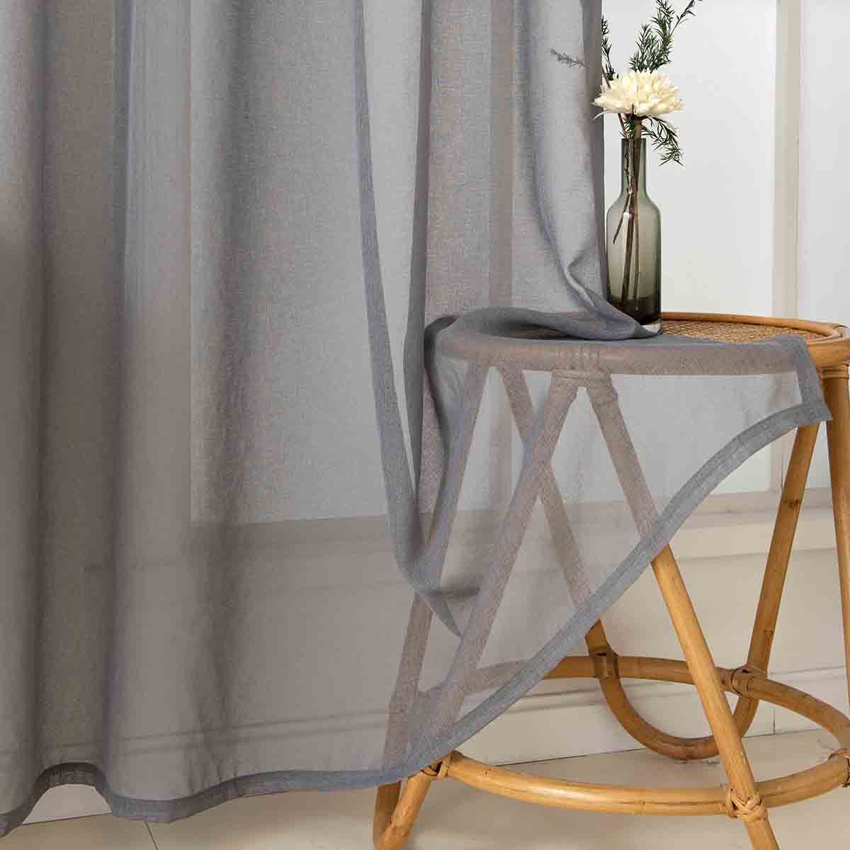8448-st7 Beauty Home Ύφασμα κουρτίνας με το μέτρο γάζα Sharp Art 8448 Φ300 Άνθρακί