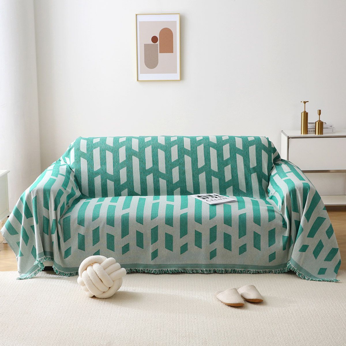 Beauty Home Ριχτάρια σετ 3τμχ Art 8613 (180x160 + 180x250 + 180x300) Πράσινο