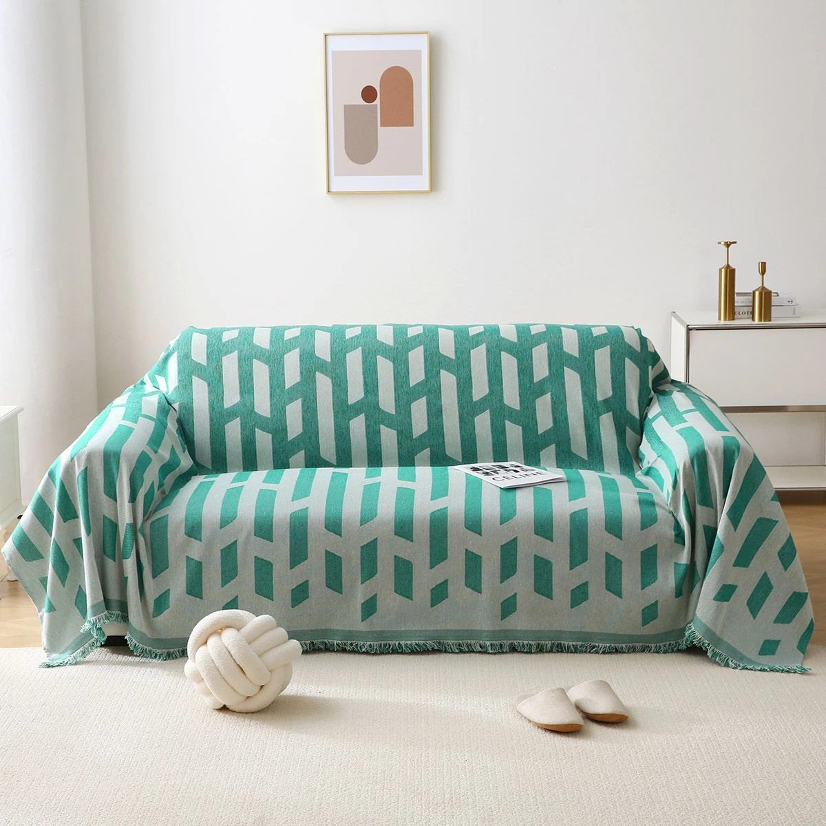 Beauty Home Ριχτάρια σετ 3τμχ Art 8613 (180x160 + 180x250 + 180x300) Πράσινο