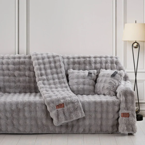 Beauty Home Γούνινο Σετ ριχτάρι 3τμχ Pop Art 8721 (180x160+180x250+180x300) Γκρι