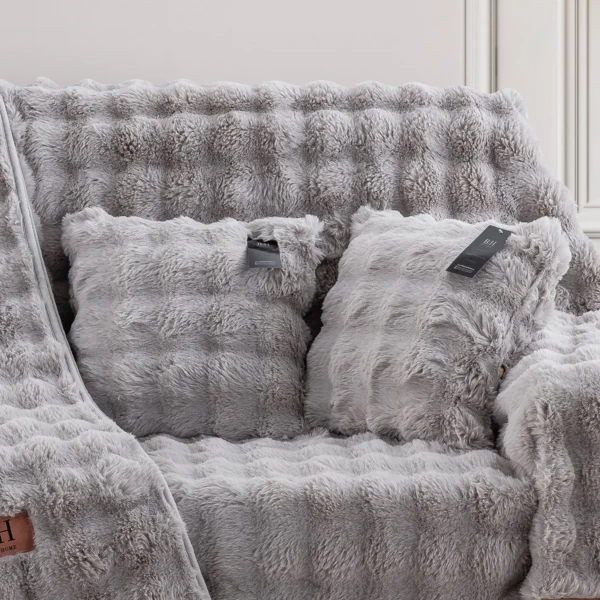 Beauty Home Γούνινη Μαξιλαροθήκη διακοσμητική Pop Art 8721 40x40 Γκρι