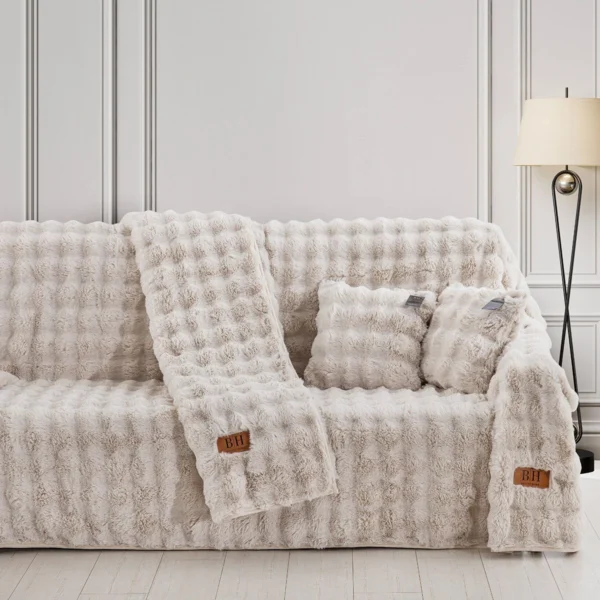 Beauty Home Γούνινο ριχτάρι Τριθέσιο Pop Art 8723 180x300 Εκρού