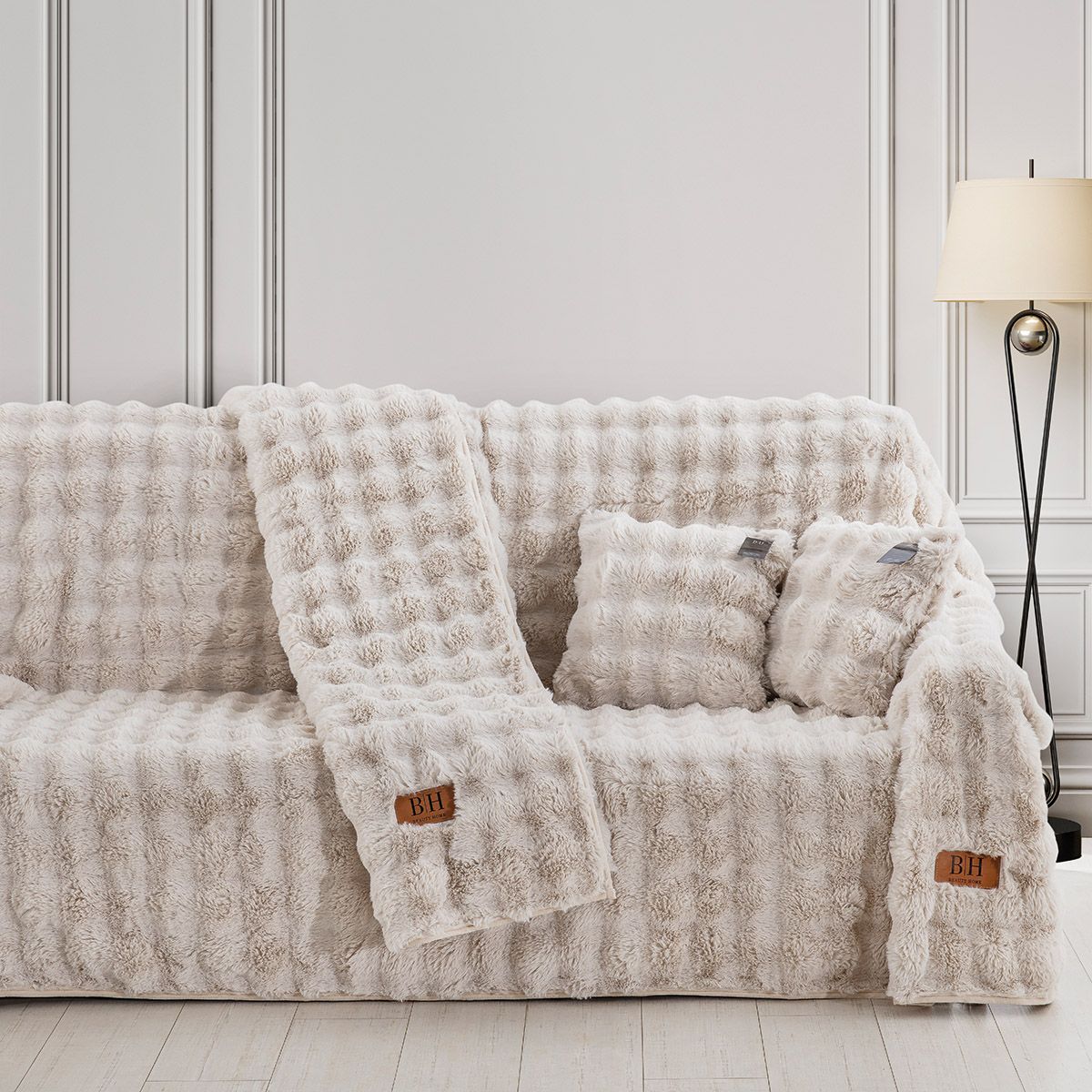 Beauty Home Γούνινο ριχτάρι Μονοθέσιο Pop Art 8723 180x160 Εκρού