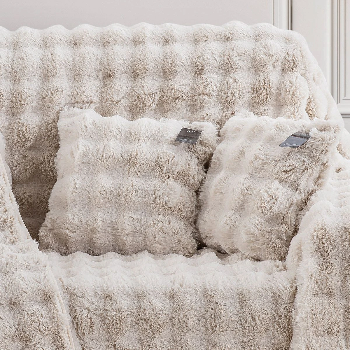 Beauty Home Γούνινη Μαξιλαροθήκη διακοσμητική Pop Art 8723 40x40 Εκρού