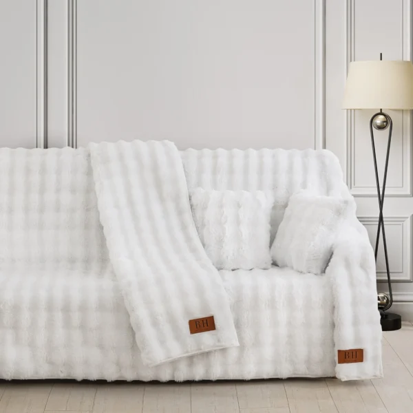 Beauty Home Γούνινο Σετ ριχτάρι 3τμχ Pop Art 8724 (180x160+180x250+180x300) Λευκό