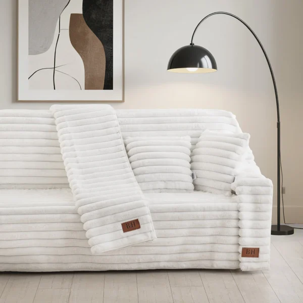 8728 Beauty Home Γούνινη Μαξιλαροθήκη διακοσμητική Stripe Art 8728 40x40 Λευκό