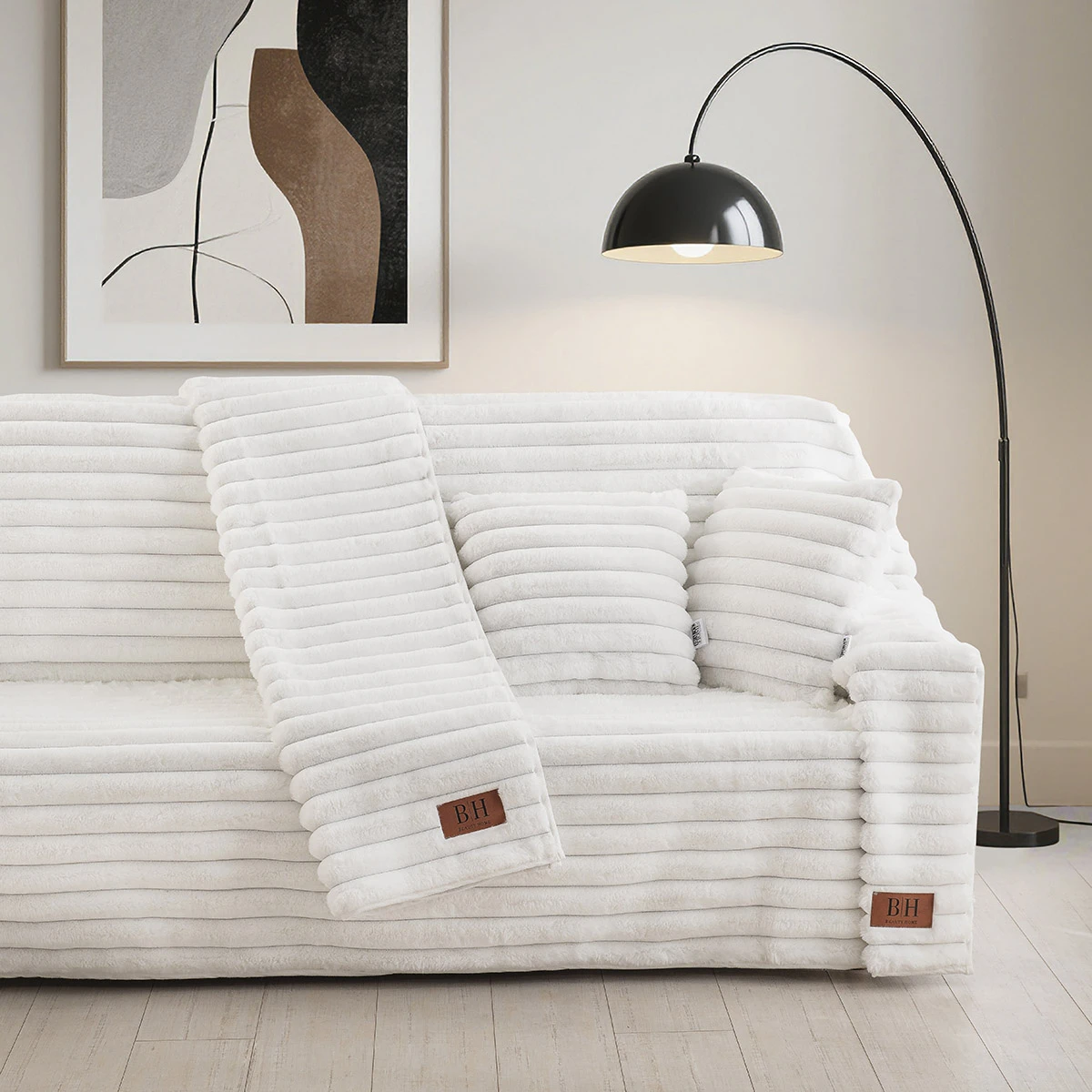 Beauty Home Γούνινη Μαξιλαροθήκη διακοσμητική Stripe Art 8728 40x40 Λευκό