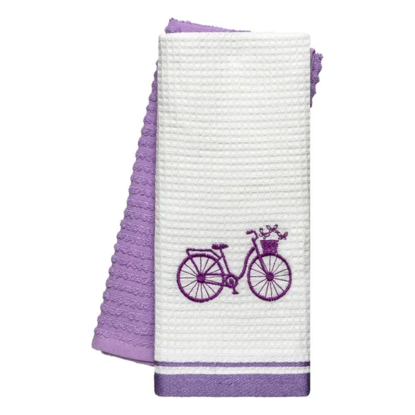 8812 Beauty Home Ποτηρόπανα σετ 2τμχ Bicycle Art 8812 40x60 Λιλά