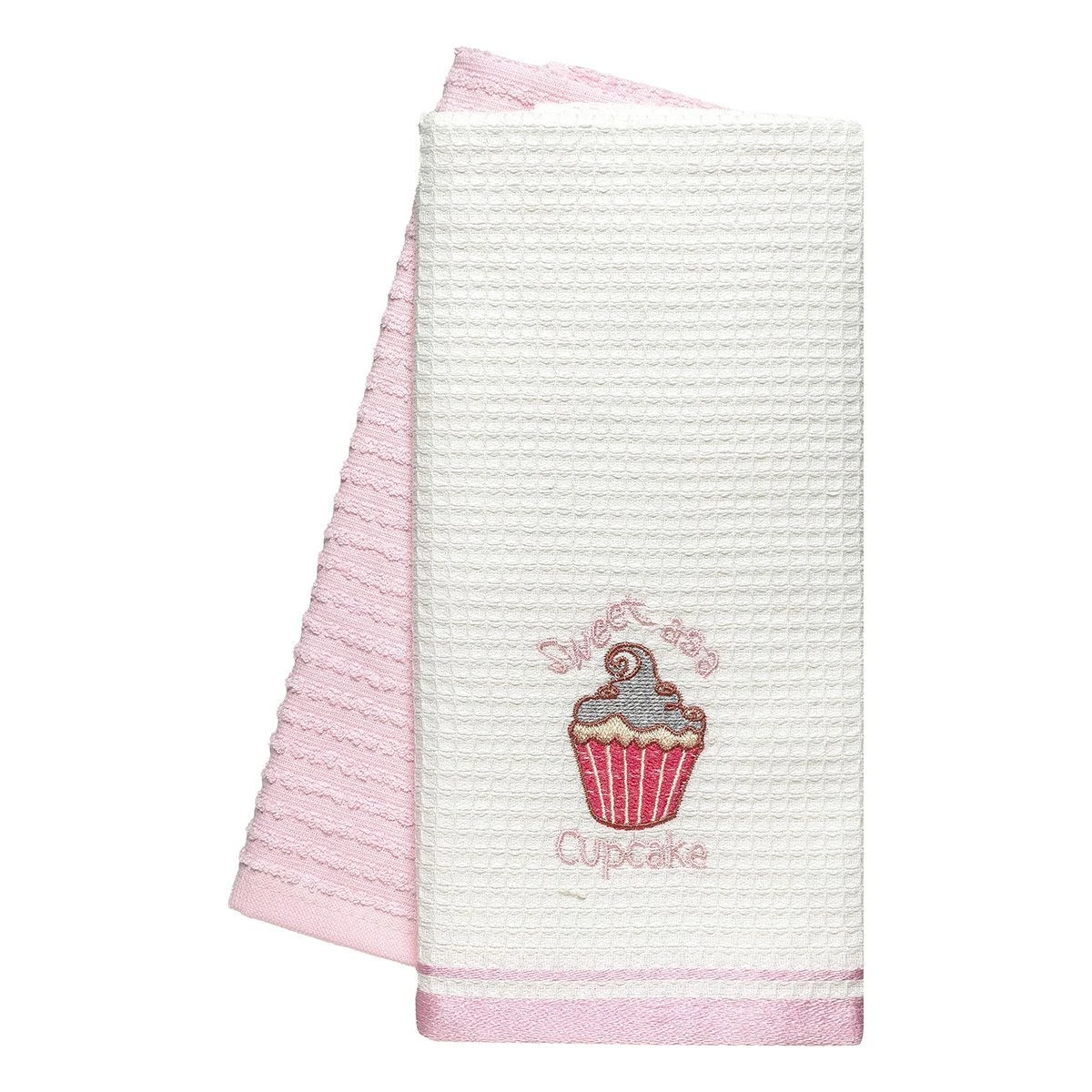 Beauty Home Ποτηρόπανα σετ 2τμχ Cupcake Art 8815 40x60 Ροζ