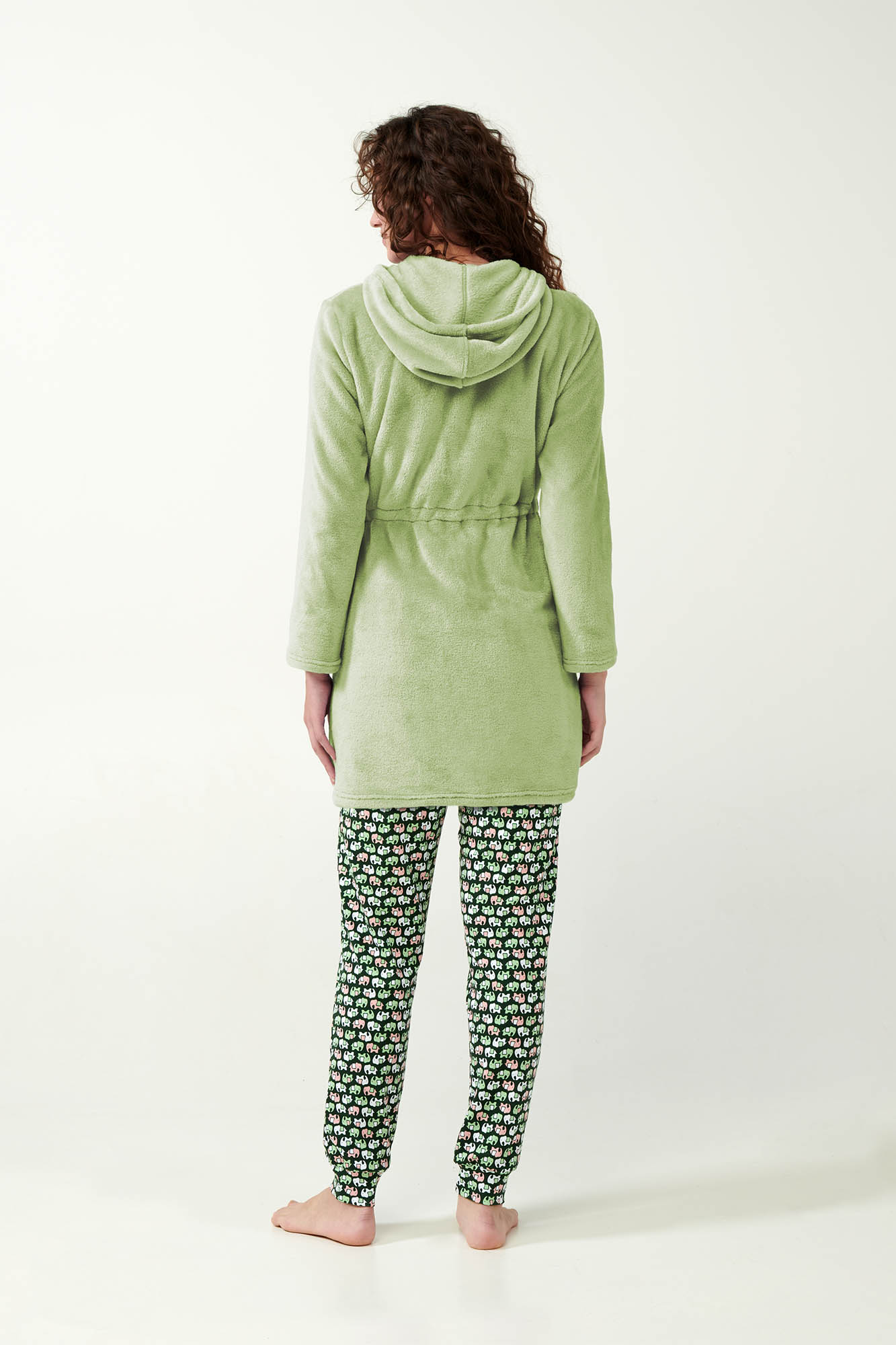 8_0904868281 Μονόχρωμη Fleece Ρόμπα με Φερμουάρ