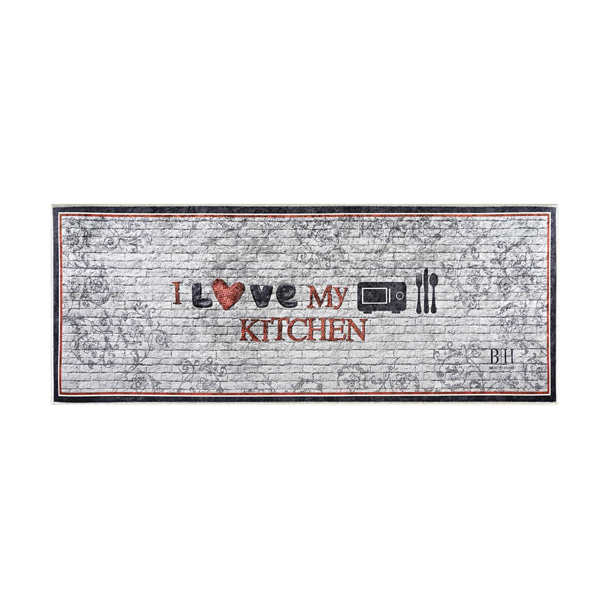 9015 Beauty Home Πατάκι κουζίνας 9015 60x160 Γκρι,Κόκκινο