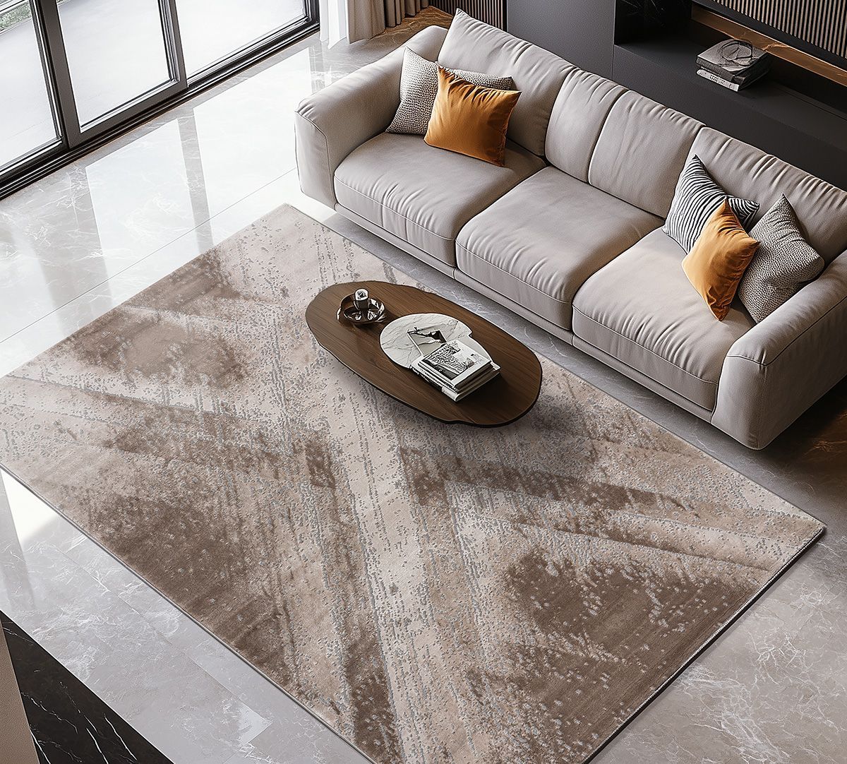 Beauty Home Χαλί Zenia Art 9443 165x230 Μπεζ,Γκρι