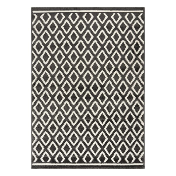 9577 Beauty Home Πατάκι Vibe Art 9577 67x150 Stone White Ανθρακί Λευκό
