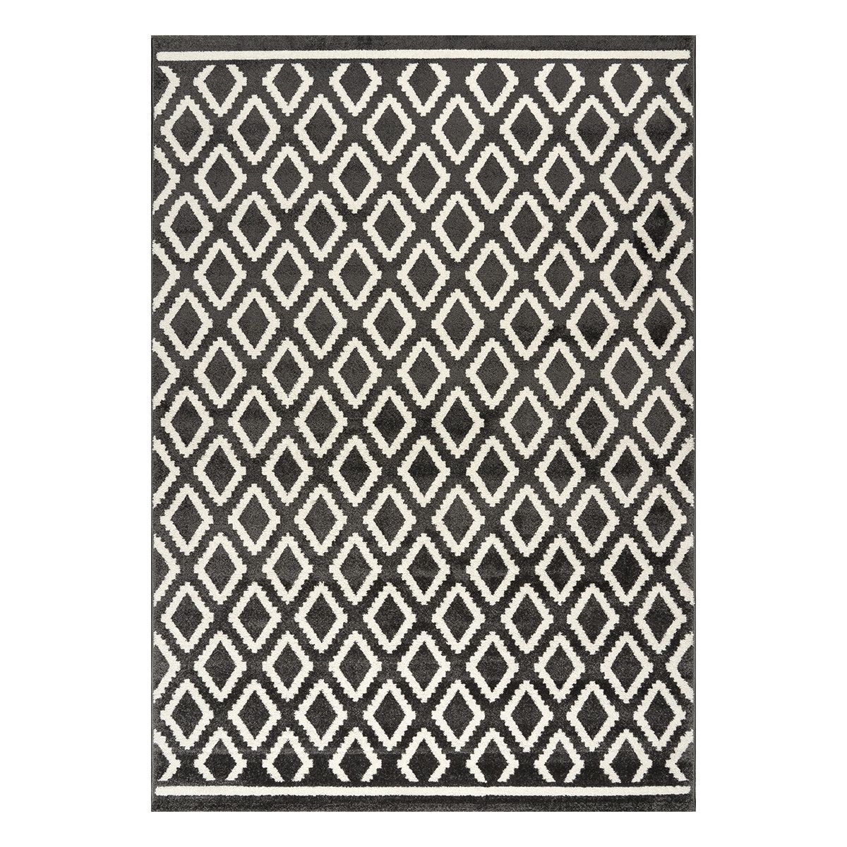 9577 Beauty Home Πατάκι Vibe Art 9577 67x150 Stone White Ανθρακί Λευκό