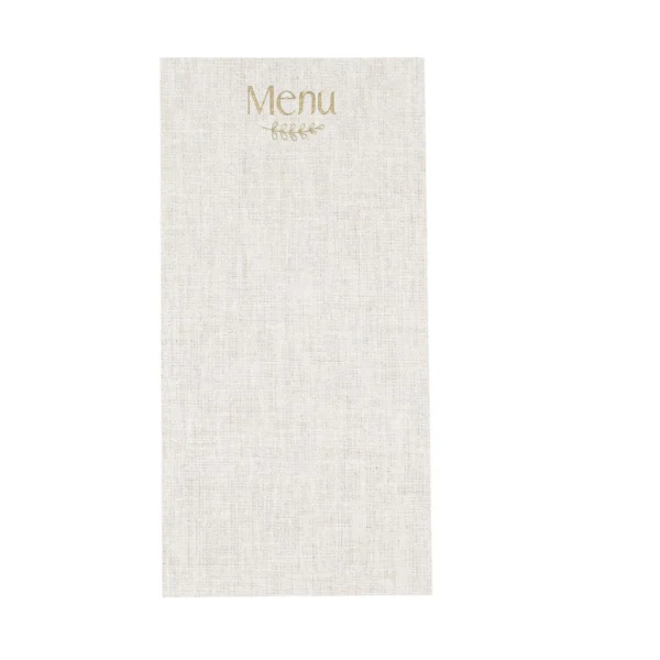 Beauty Home 10 Κάρτες χάρτινες menu με εφέ λινού με κορδόνι Μπεζ και χρυσό χαρτί 10 x 20 cm
