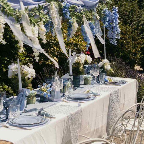 Beauty Home Ράννερ με ξέφτια – Γαλάζιο 30 cm x 3 m