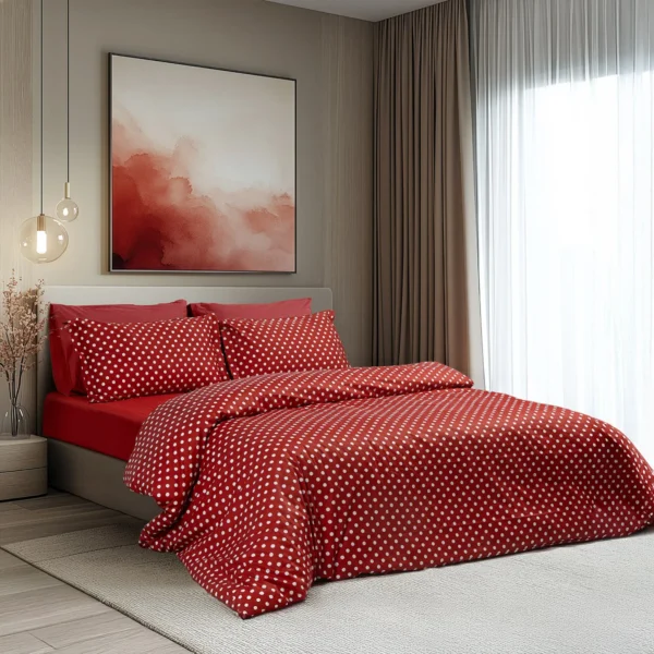 10101_Red Beauty Home Σετ σεντόνια υπέρδιπλα Art 10101 Fancy 240x260 Κόκκινο
