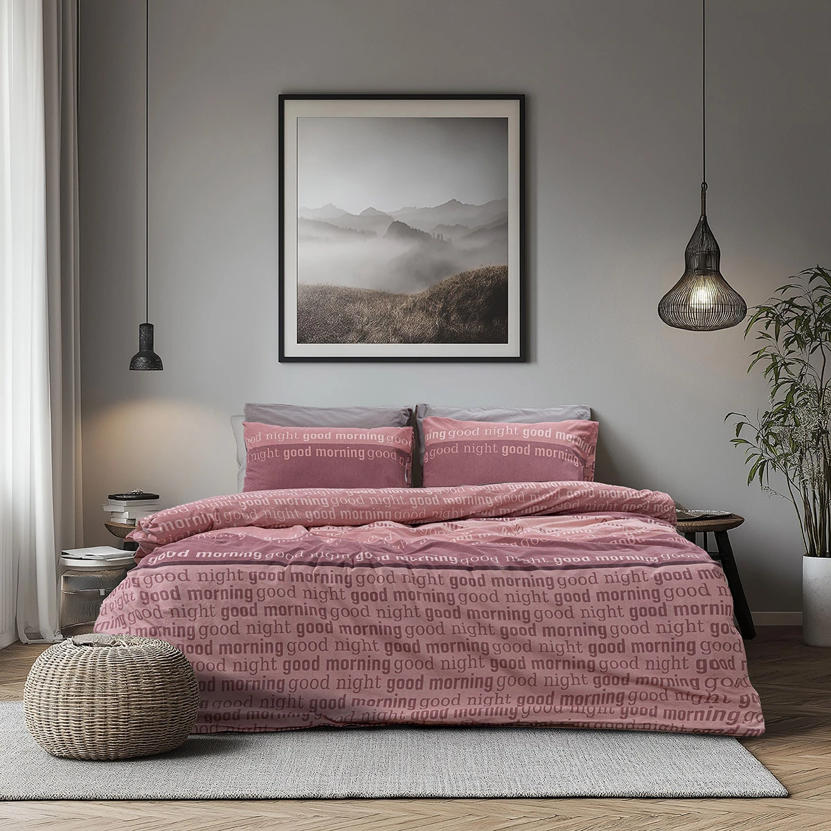 12374 Beauty Home Σετ σεντόνια υπέρδιπλα με λάστιχο Glory Art 12374 170x200+32 Σάπιο Μήλο,Ροζ