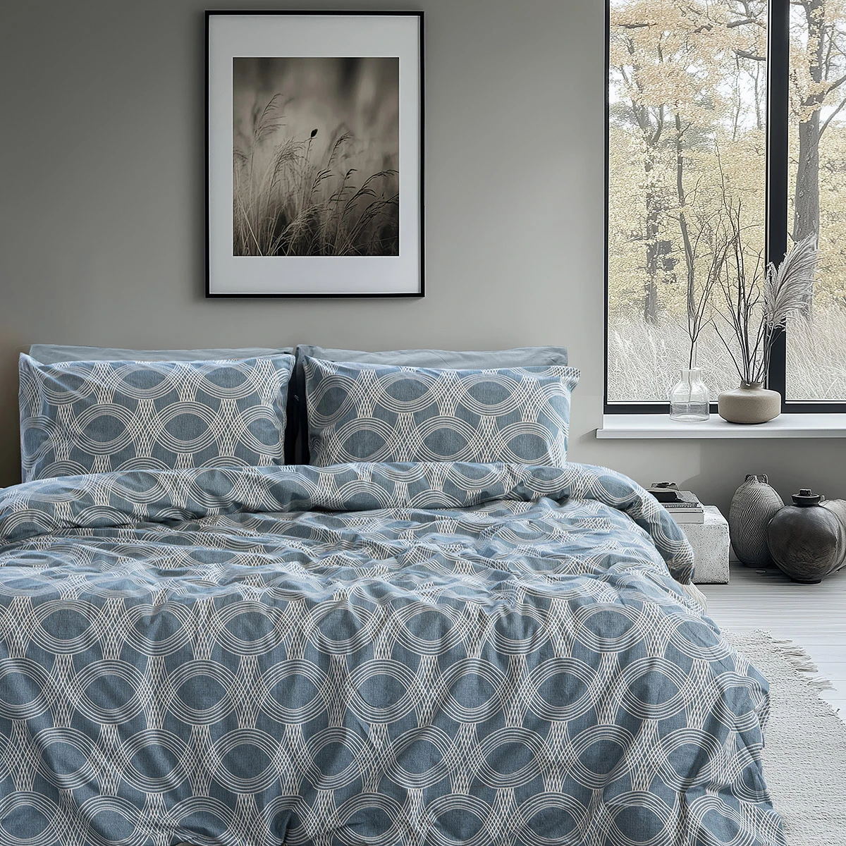 Beauty Home Σετ σεντόνια υπέρδιπλα με λάστιχο Glory Art 12379 170x200+32 Μπλε