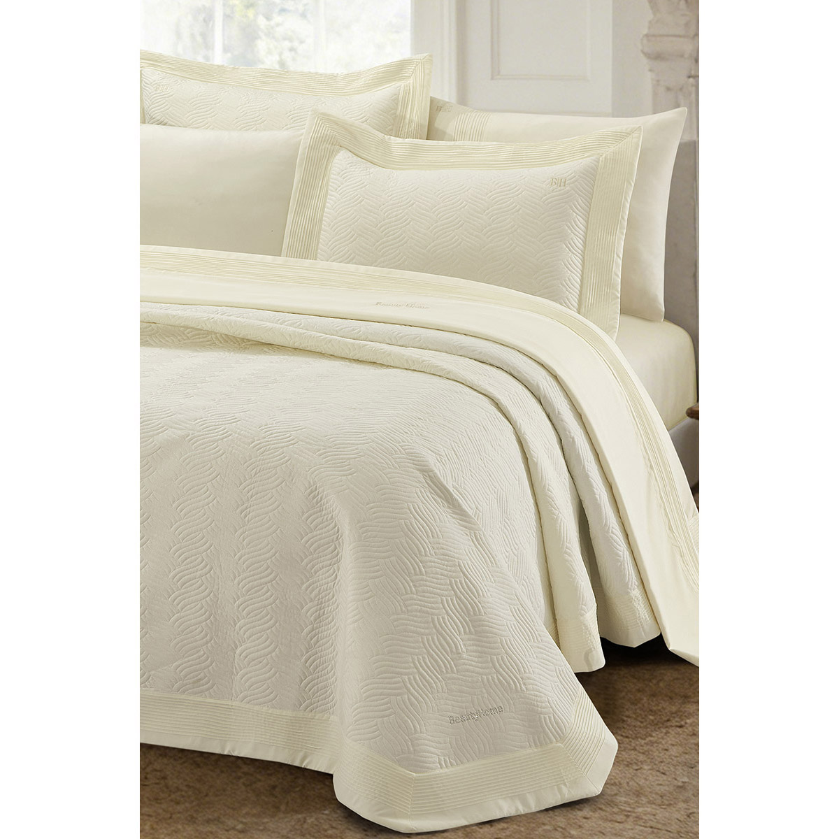 Beauty Home Σετ κουβερλί υπέρδιπλο 3τμχ Promise Art 12499 230x250 Εκρού