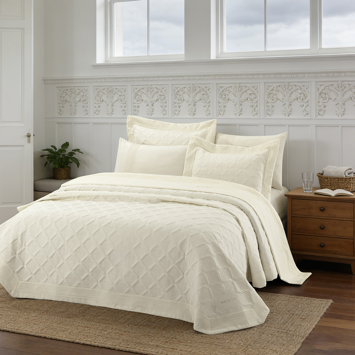 Beauty Home Σετ κουβερλί υπέρδιπλο 3τμχ Promise Art 12507 230x250 Εκρού