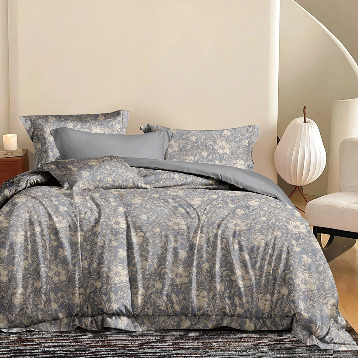 Beauty Home Σετ σεντόνια υπέρδιπλα με λάστιχο Memories Art 12679 165x200+30 Γκρι