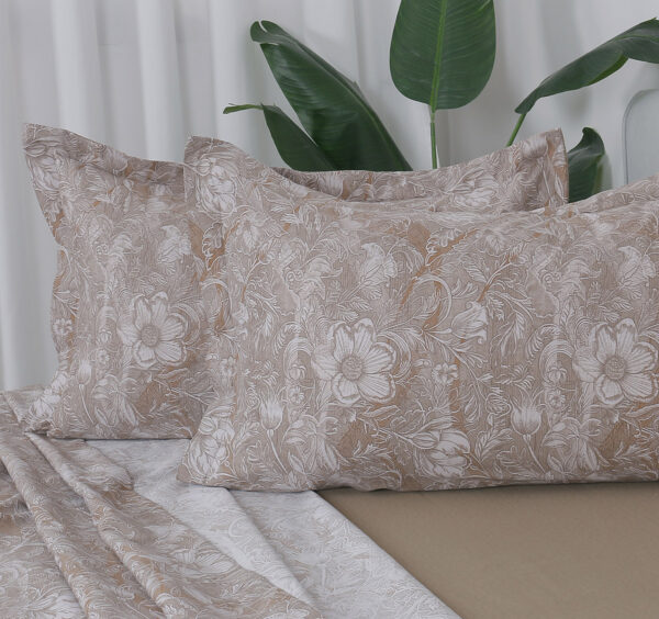 Beauty Home Σετ σεντόνια υπέρδιπλα με λάστιχο Memories Art 12680 165x200+30 Μόκα