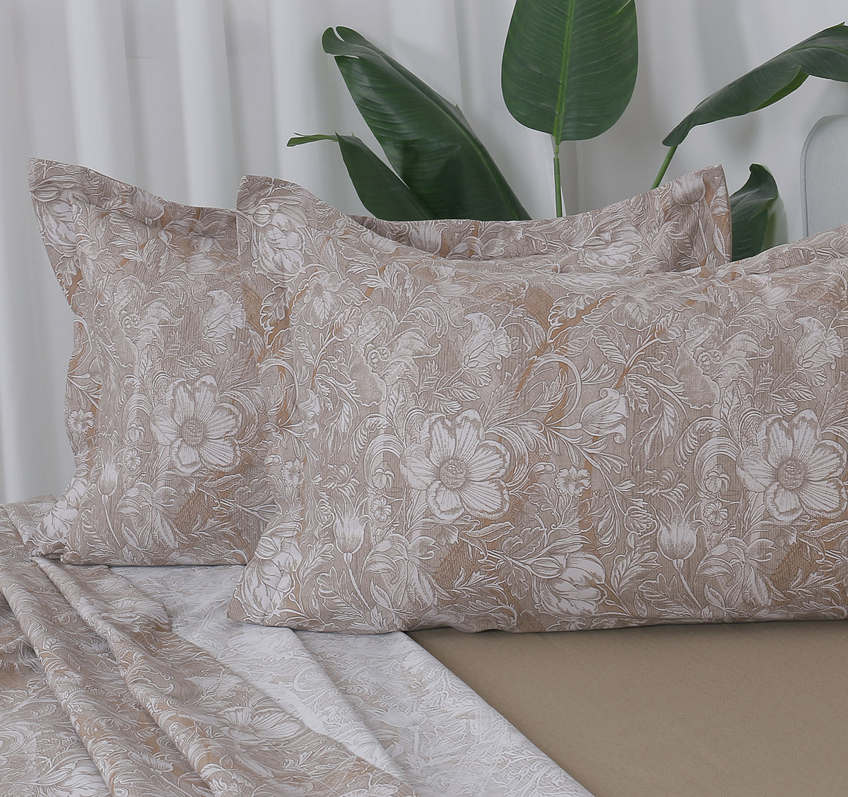 Beauty Home Σετ σεντόνια υπέρδιπλα με λάστιχο Memories Art 12680 165x200+30 Μόκα