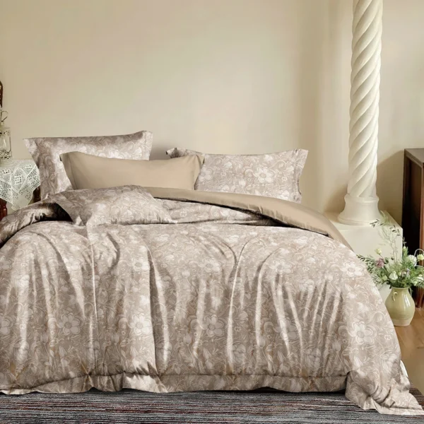 Beauty Home Σετ κουβερλί υπέρδιπλο Memories Art 12680 220x240 Μόκα