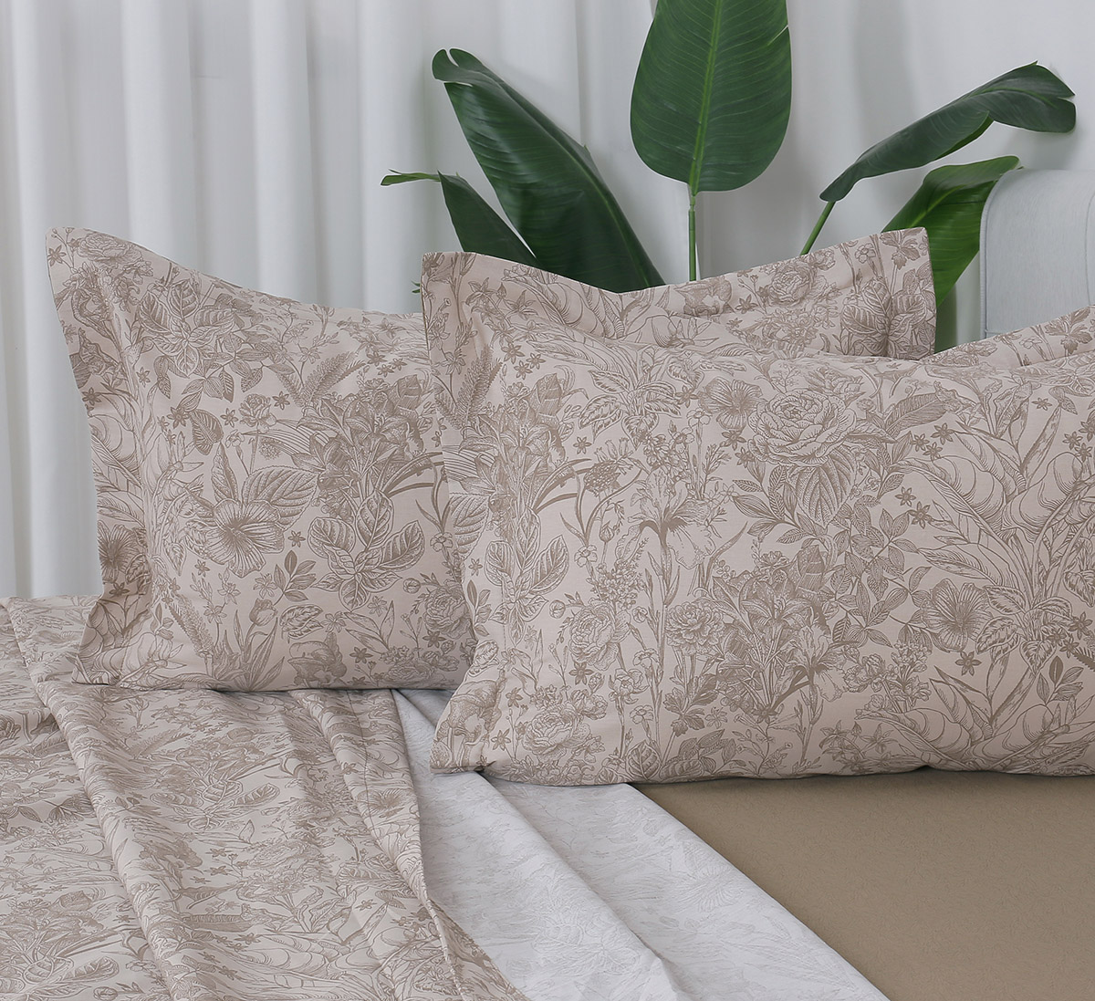 Beauty Home Σετ σεντόνια υπέρδιπλα με λάστιχο Memories Art 12690 165x200+30 Μόκα