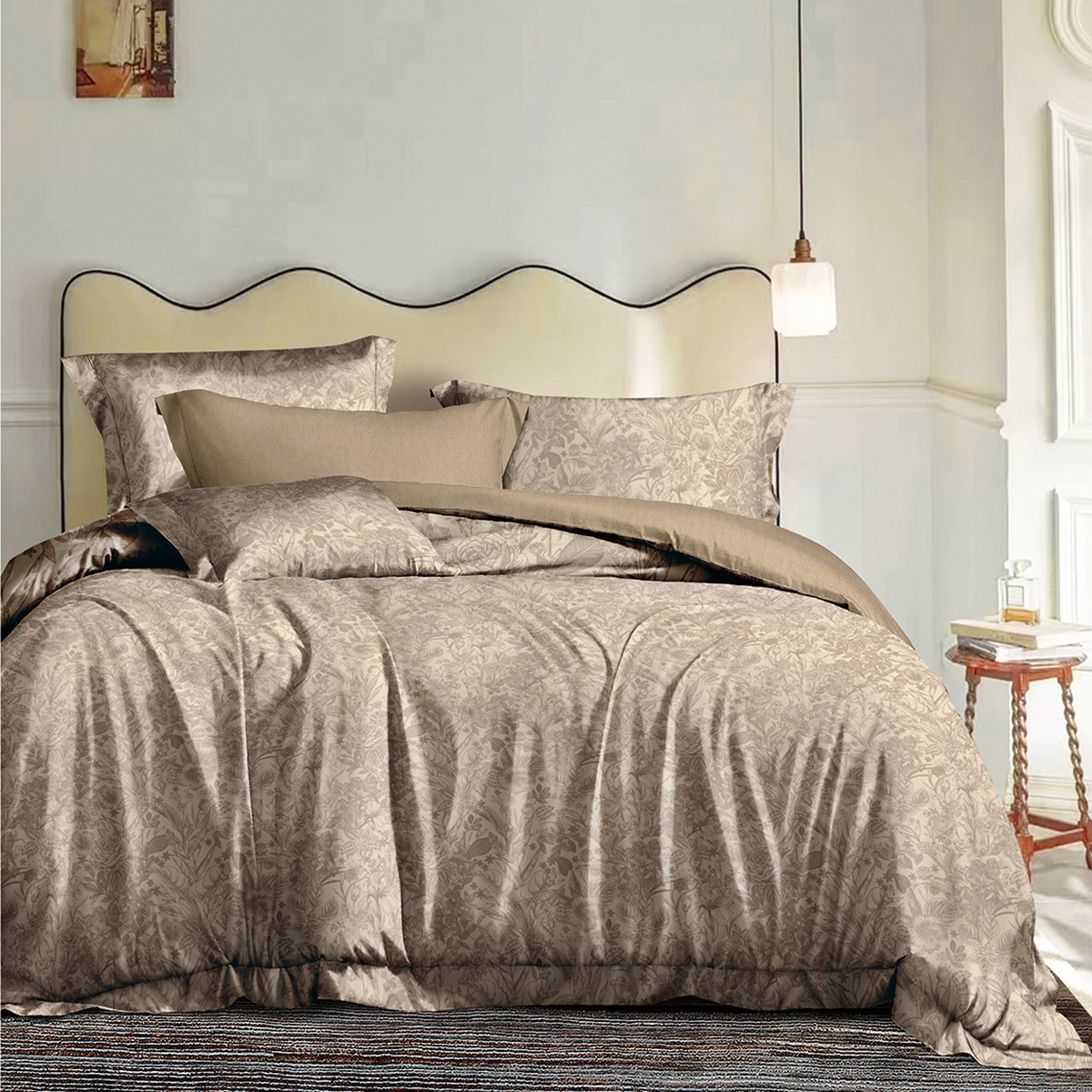 Beauty Home Σετ κουβερλί υπέρδιπλο Memories Art 12690 220x240 Μόκα