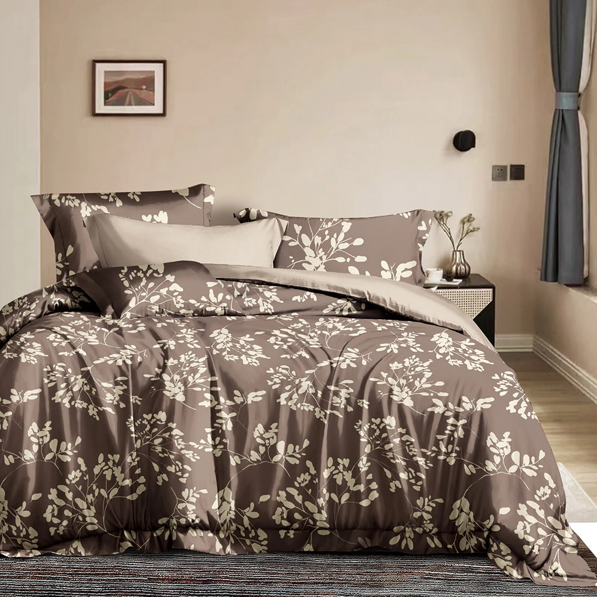 12693 Beauty Home Σετ σεντόνια υπέρδιπλα με λάστιχο Memories Art 12693 165x200+30 Καφέ