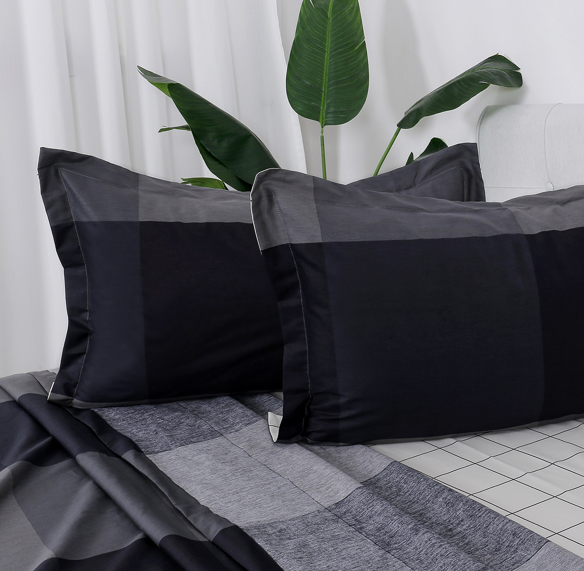 Beauty Home Σετ σεντόνια υπέρδιπλα με λάστιχο Memories Art 12696 165x200+30 Ανθρακί