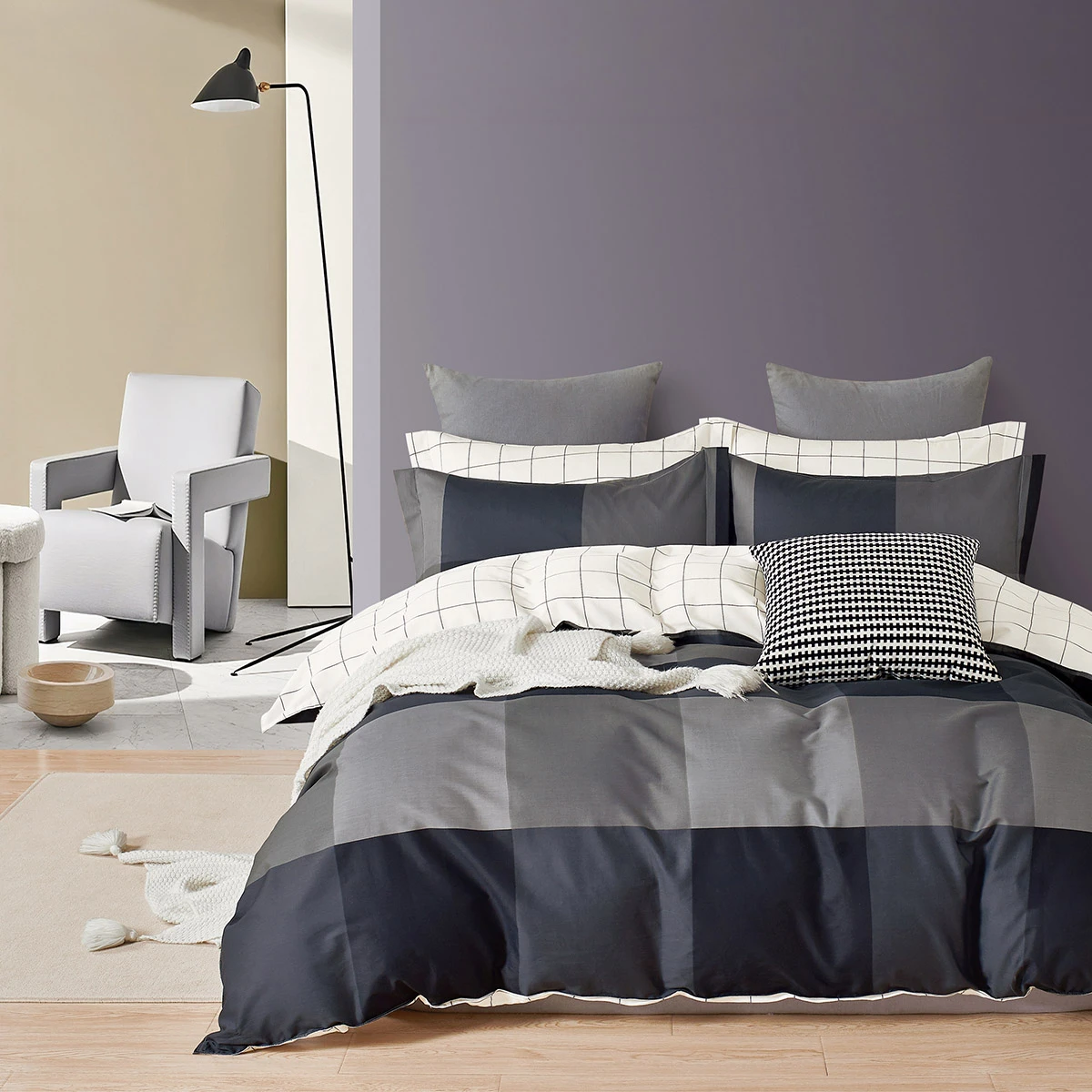 12696 Beauty Home Σετ σεντόνια υπέρδιπλα με λάστιχο Memories Art 12696 165x200+30 Ανθρακί