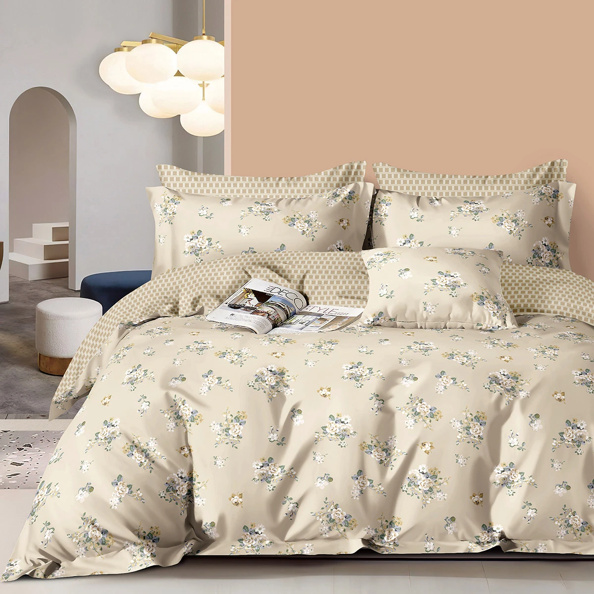 12698 Beauty Home Σετ σεντόνια υπέρδιπλα με λάστιχο Memories Art 12698 165x200+30 Μπεζ