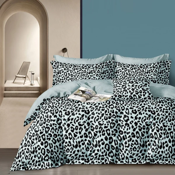 Beauty Home Σετ σεντόνια υπέρδιπλα με λάστιχο Memories Art 12699 165x200+30 Γκρι,Σιέλ