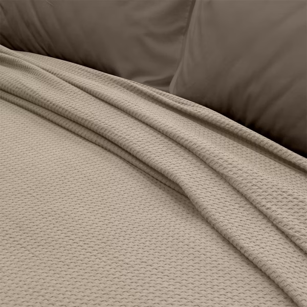 LINO Κουβέρτα Υπέρδιπλη (220x240) Πικέ Cocoon Μόκα
