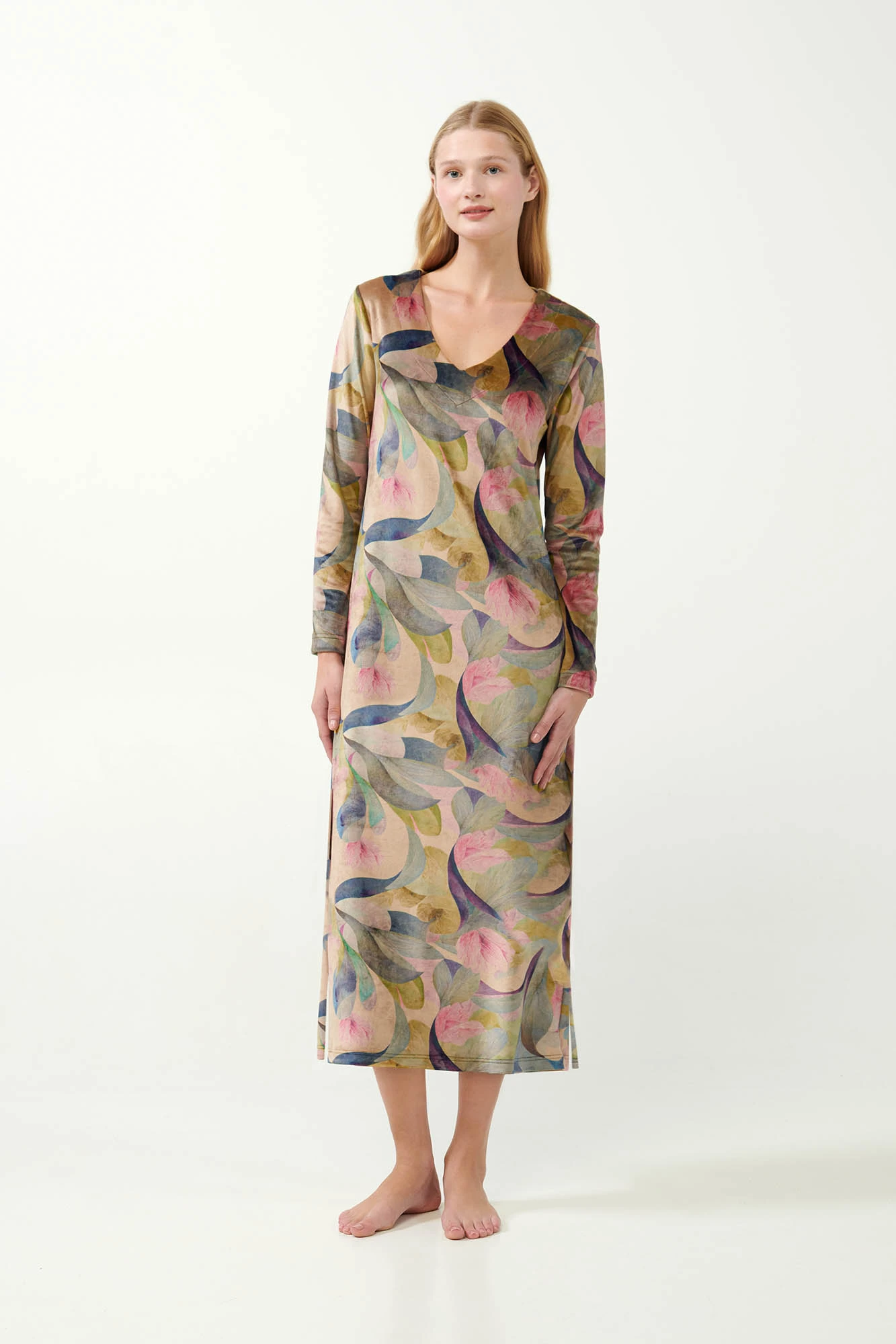 1_0056440185 Φόρεμα Velvet Protea Floral Lounge Dress