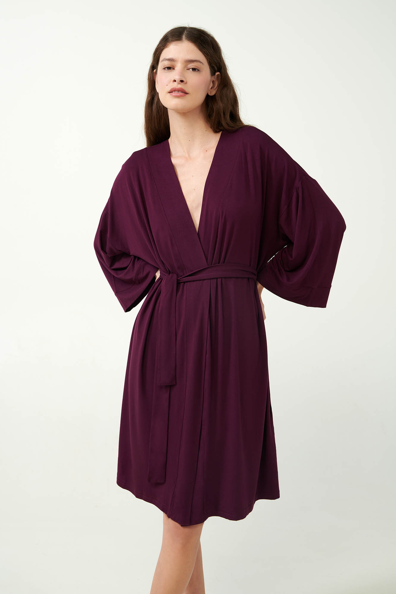 Μονόχρωμη Σταυρωτή Ρόμπα Viscose