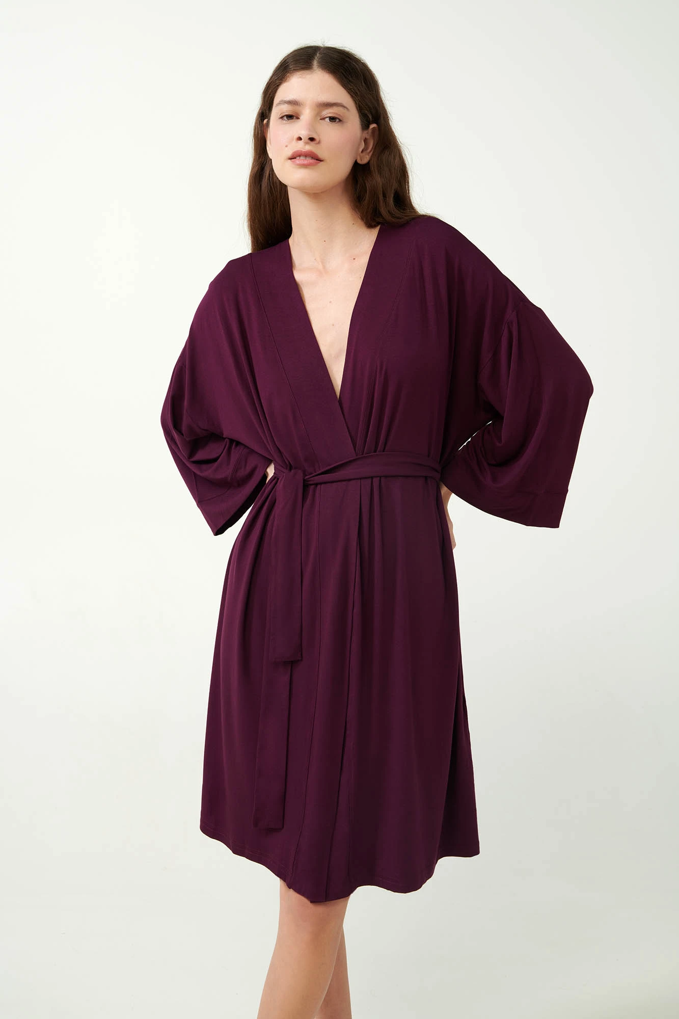 Μονόχρωμη Σταυρωτή Ρόμπα Viscose
