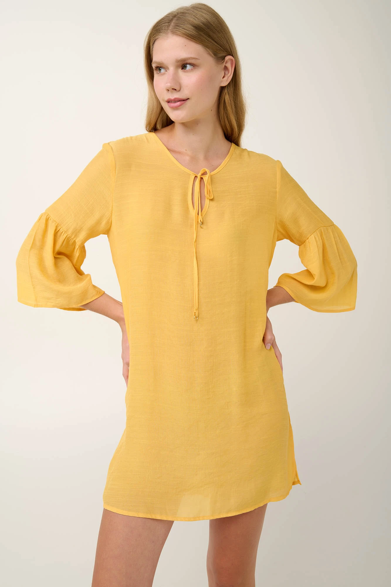 Μονόχρωμο Καλοκαιρινό Φόρεμα από Viscose Gauze