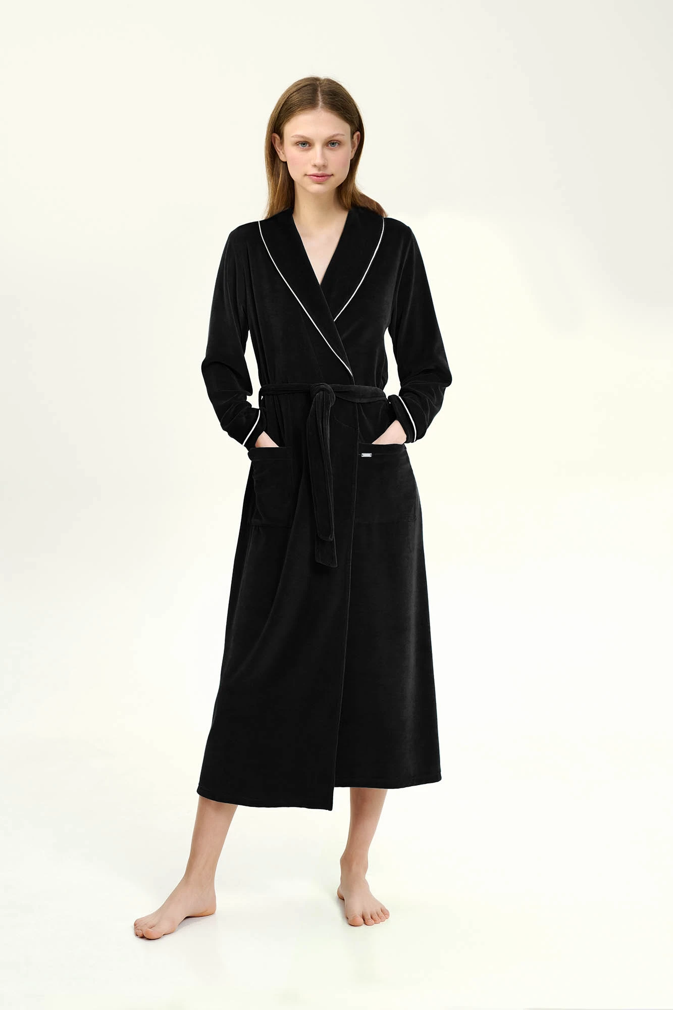 1_0376633426 Γυναικεία Σταυρωτή Velvet Ρόμπα