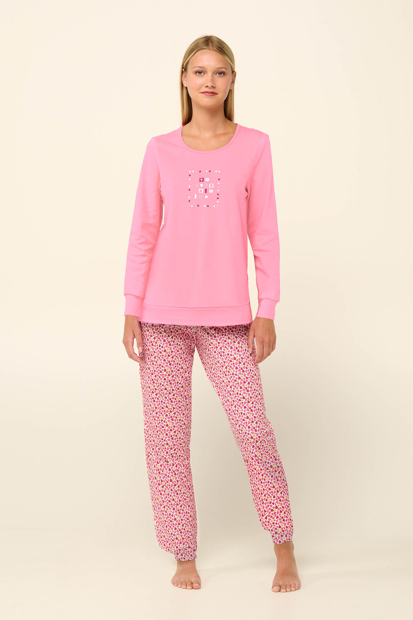 Γυναικεία Βαμβακερή Πυτζάμα με Μανσέτες