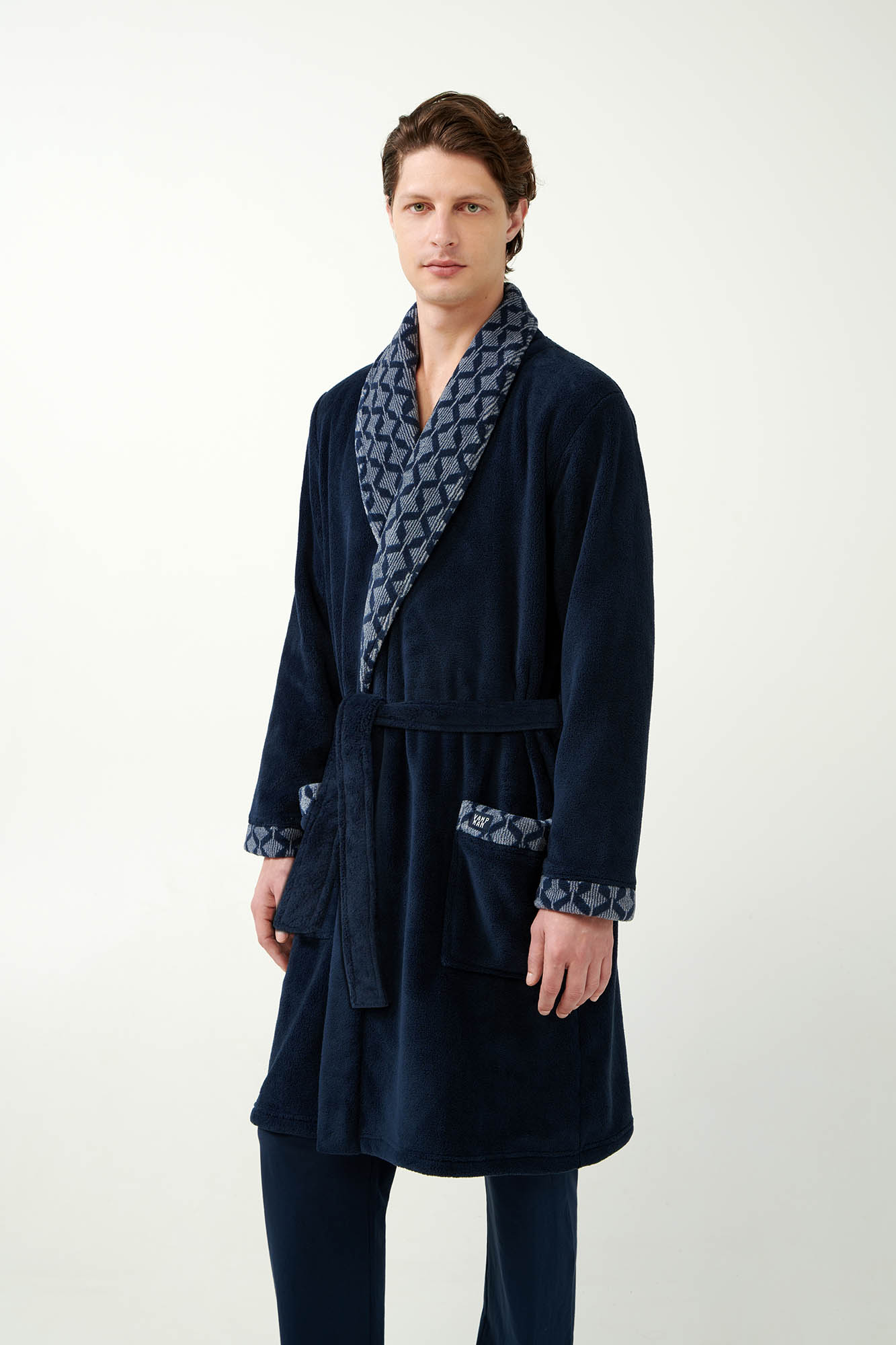 Μακριά Σταυρωτή Fleece Ρόμπα με Πέτο