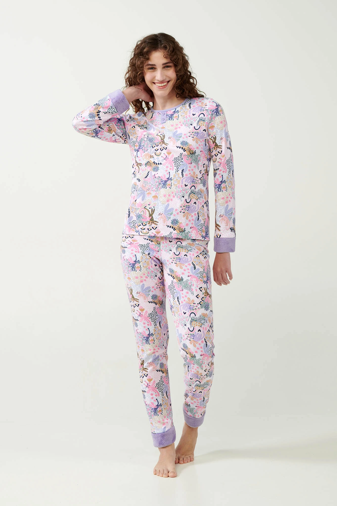 1_0900707044 Πυτζάμα Interlock με Fleece Μανσέτες