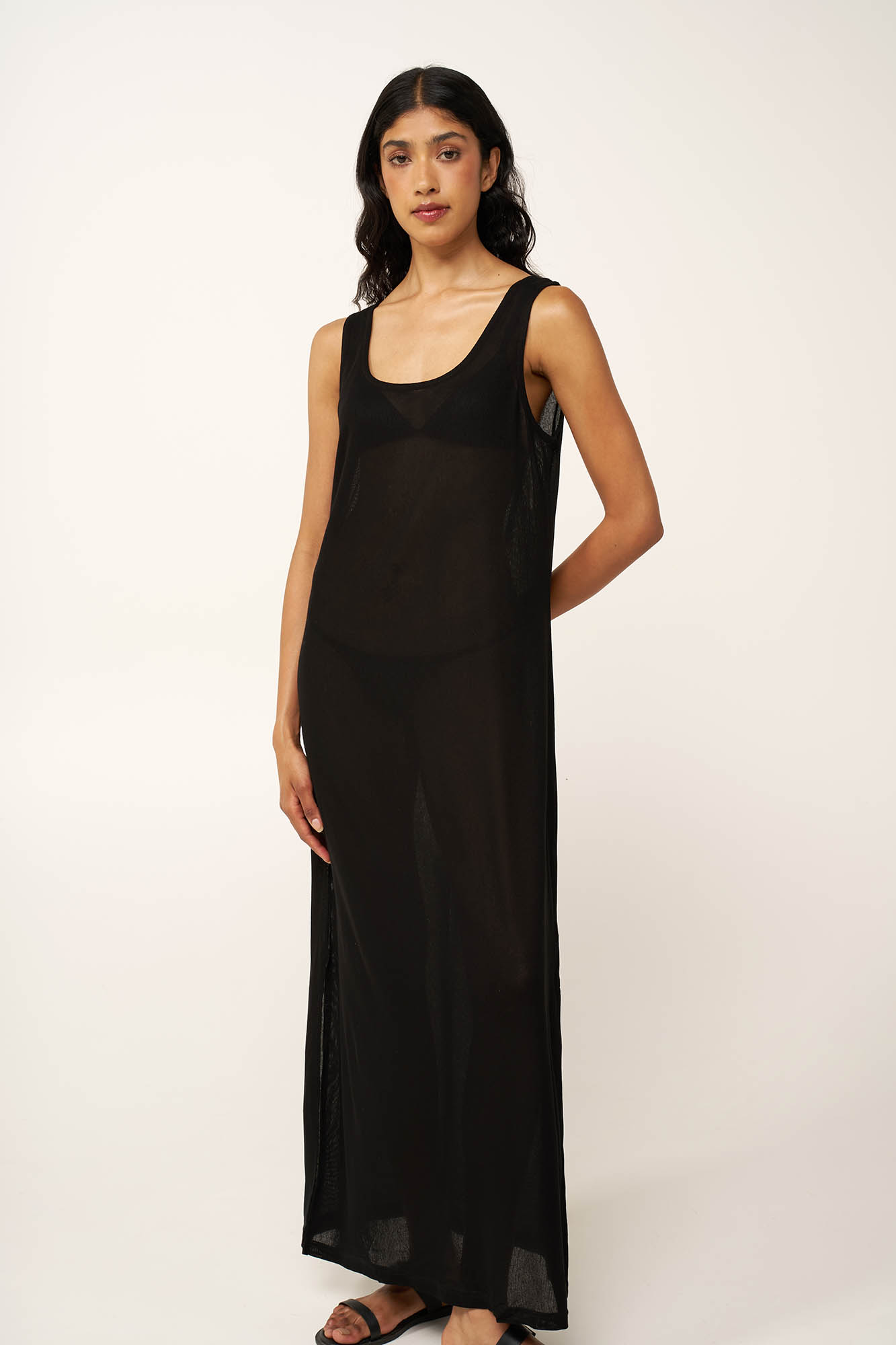Αμάνικο Καλοκαιρινό Maxi Jacquard Φόρεμα