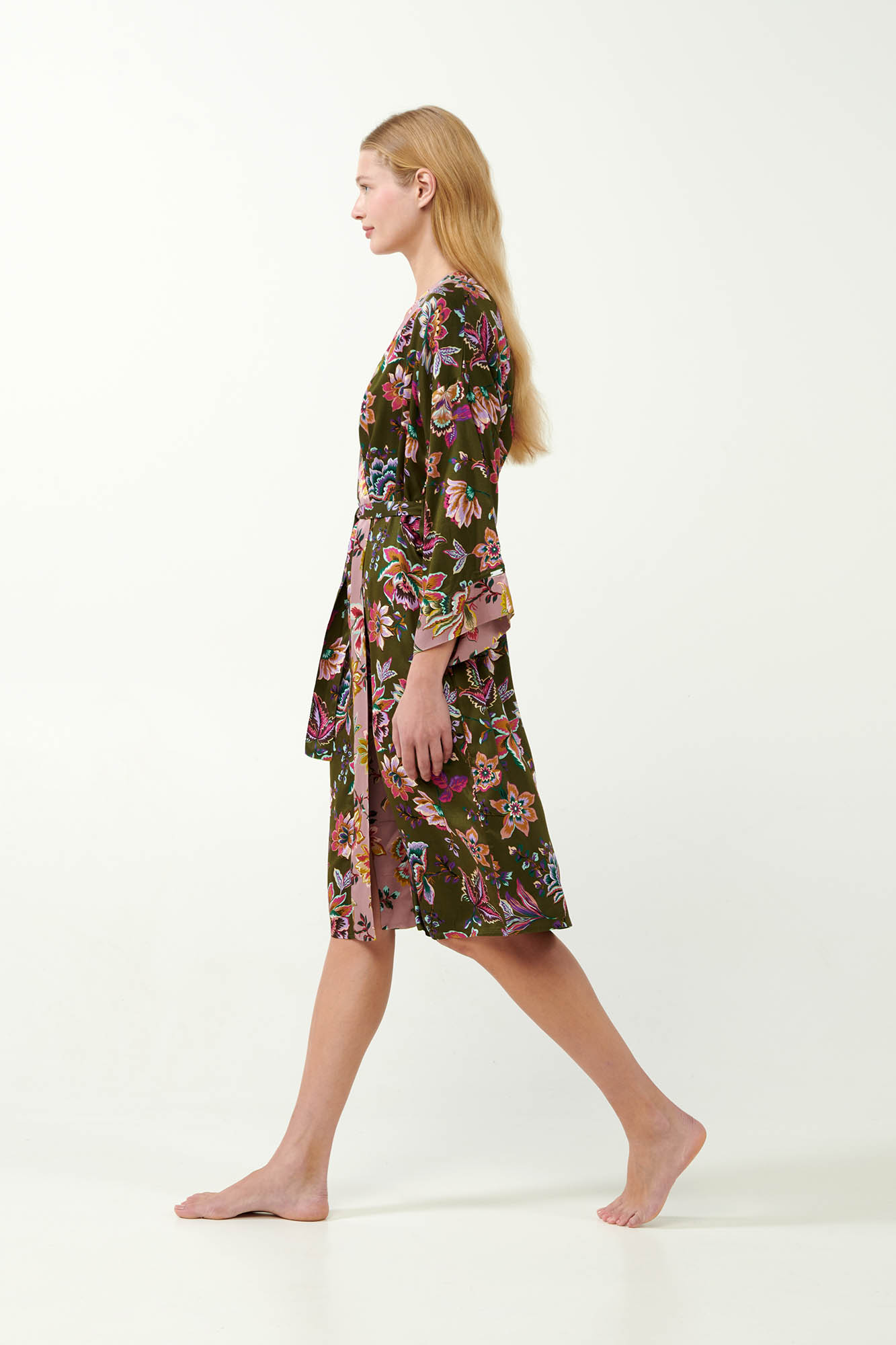 Viscose Satin Σταυρωτή Φλοράλ Ρόμπα