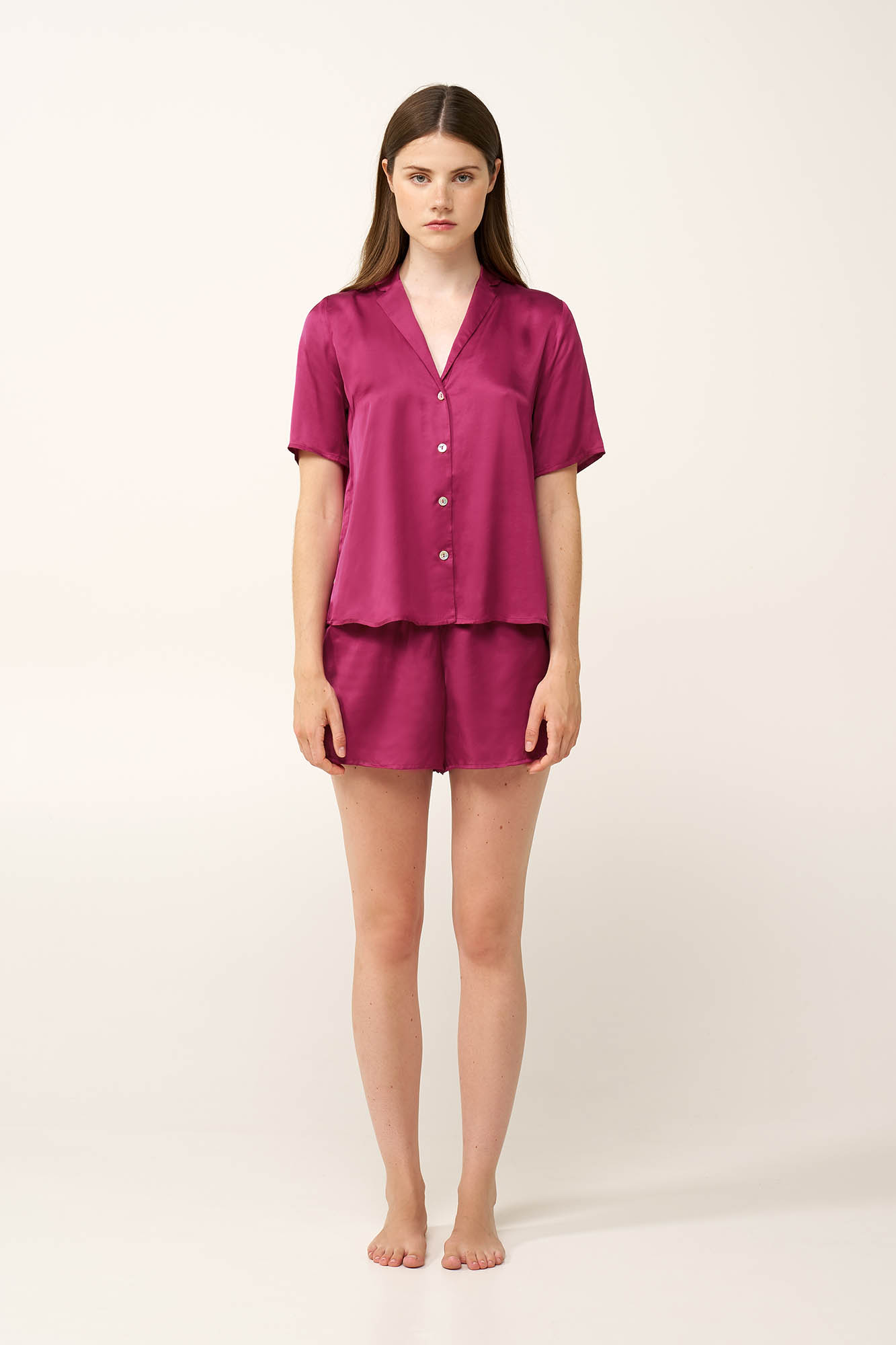 Γυναικεία Σατέν Πυτζάμα με Κουμπιά