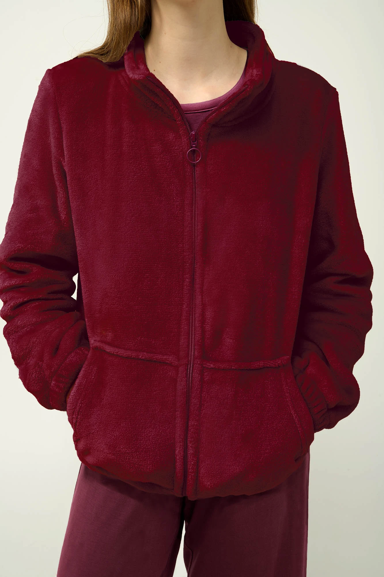 3_0910135115 Γυναικεία Fleece Ζακέτα με Φερμουάρ